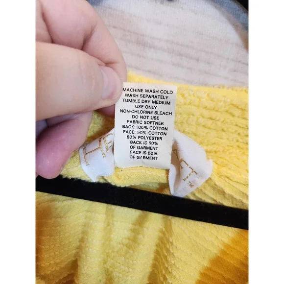 Herbcraft Women's Yellow Cotton Short Sleeve Button Front Sweaters Dress Size‎ S - Picture 5 of 7